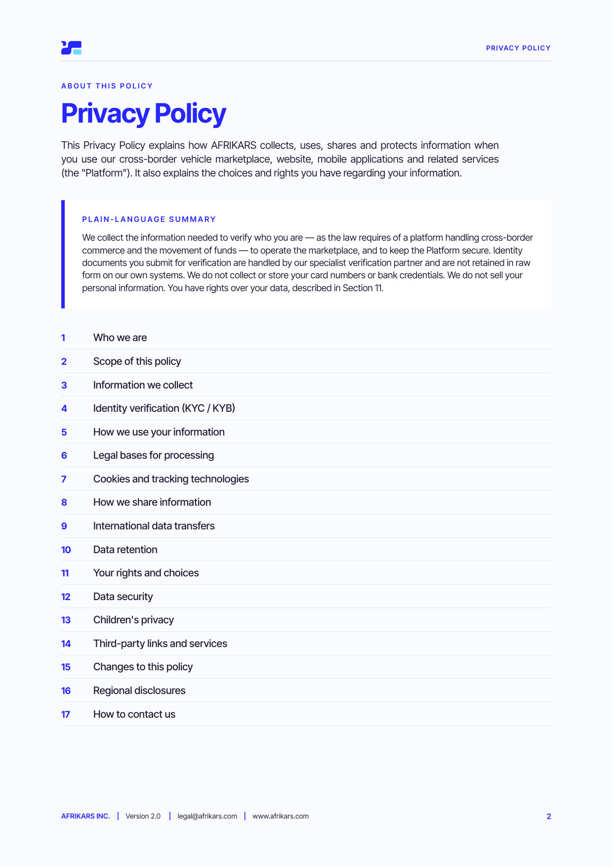Privacy policy, page 2