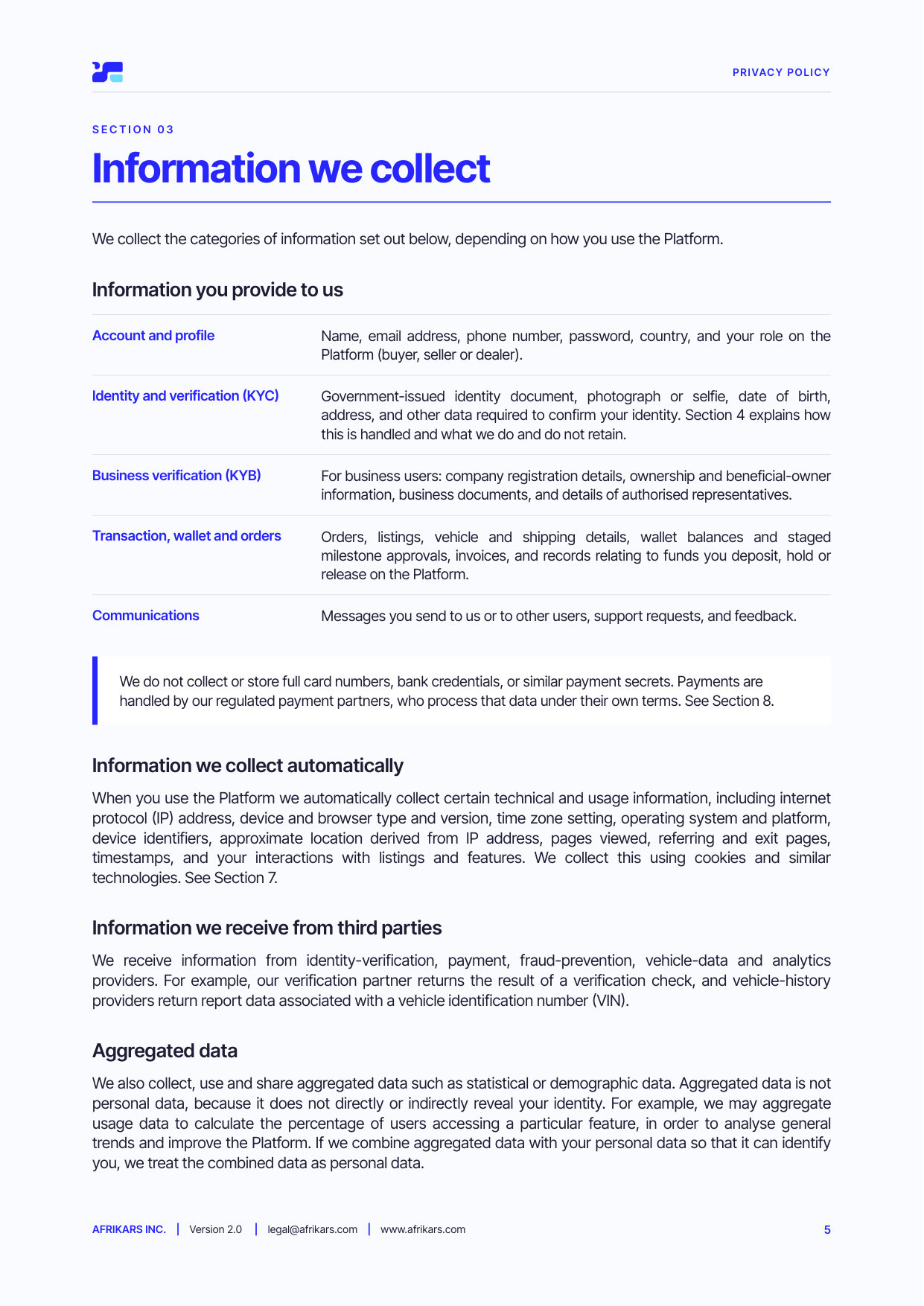 Privacy policy, page 5