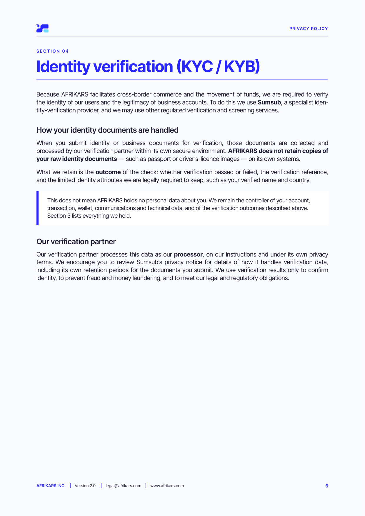 Privacy policy, page 6