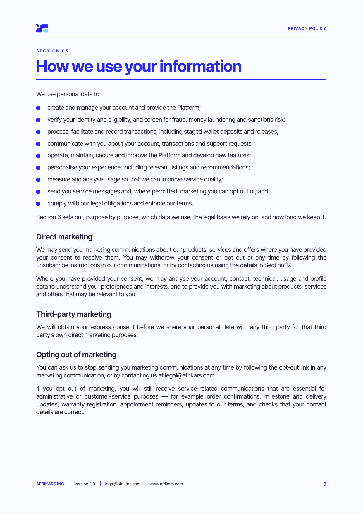 Privacy policy, page 7