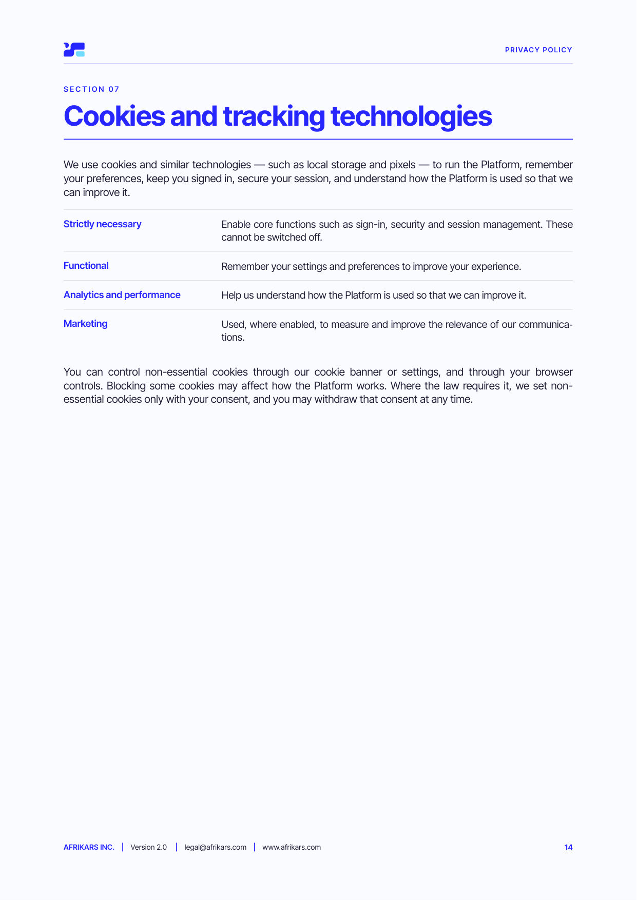 Privacy policy, page 14
