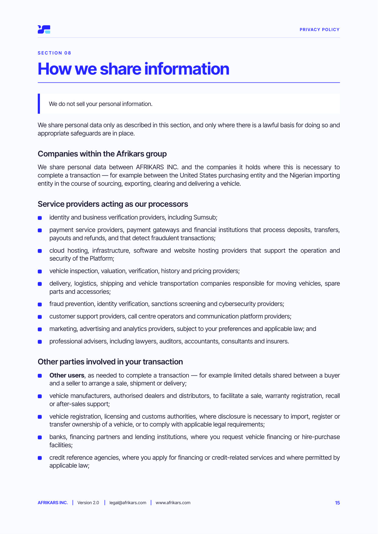 Privacy policy, page 15