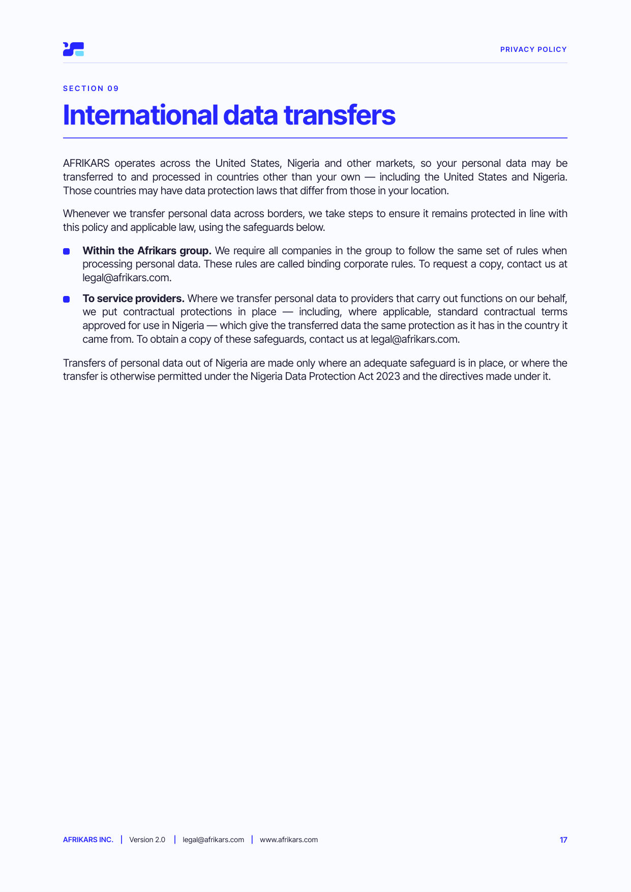 Privacy policy, page 17