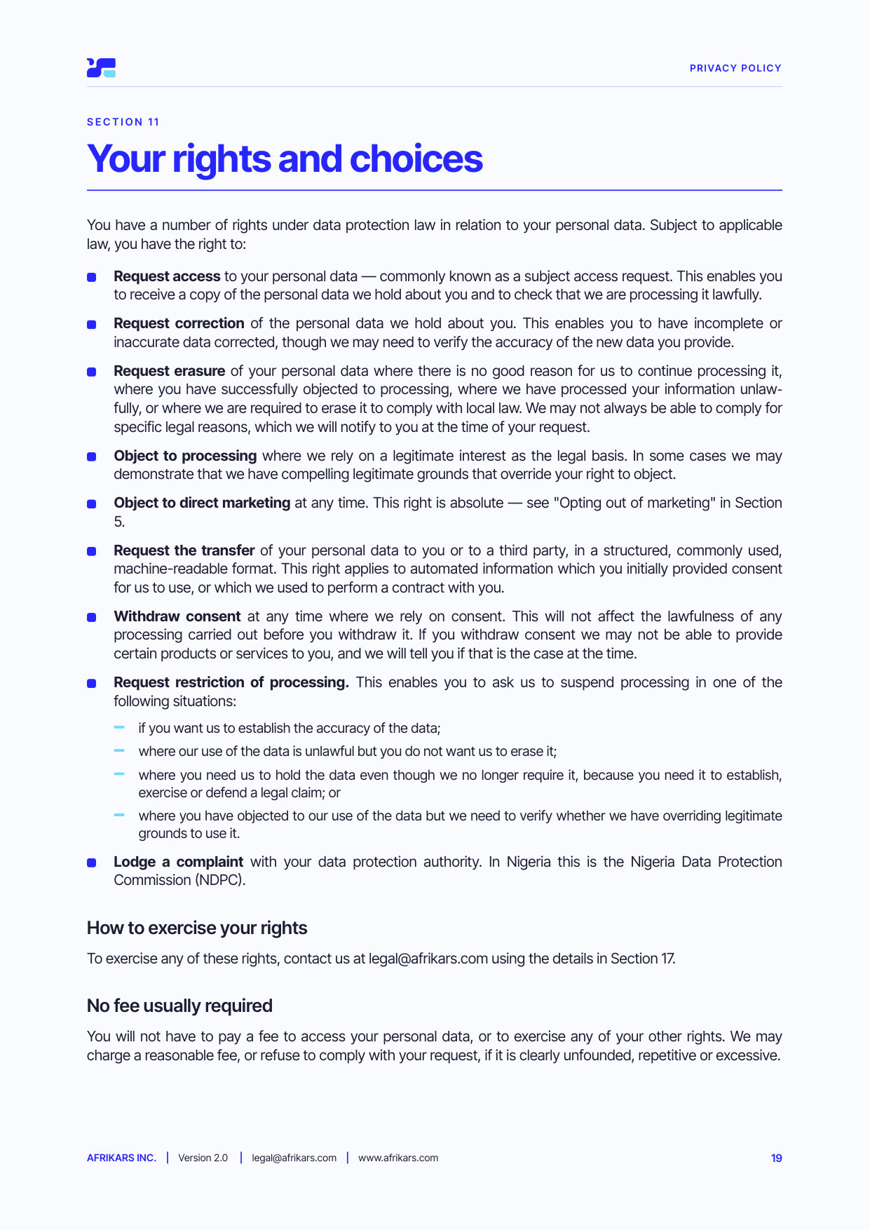 Privacy policy, page 19
