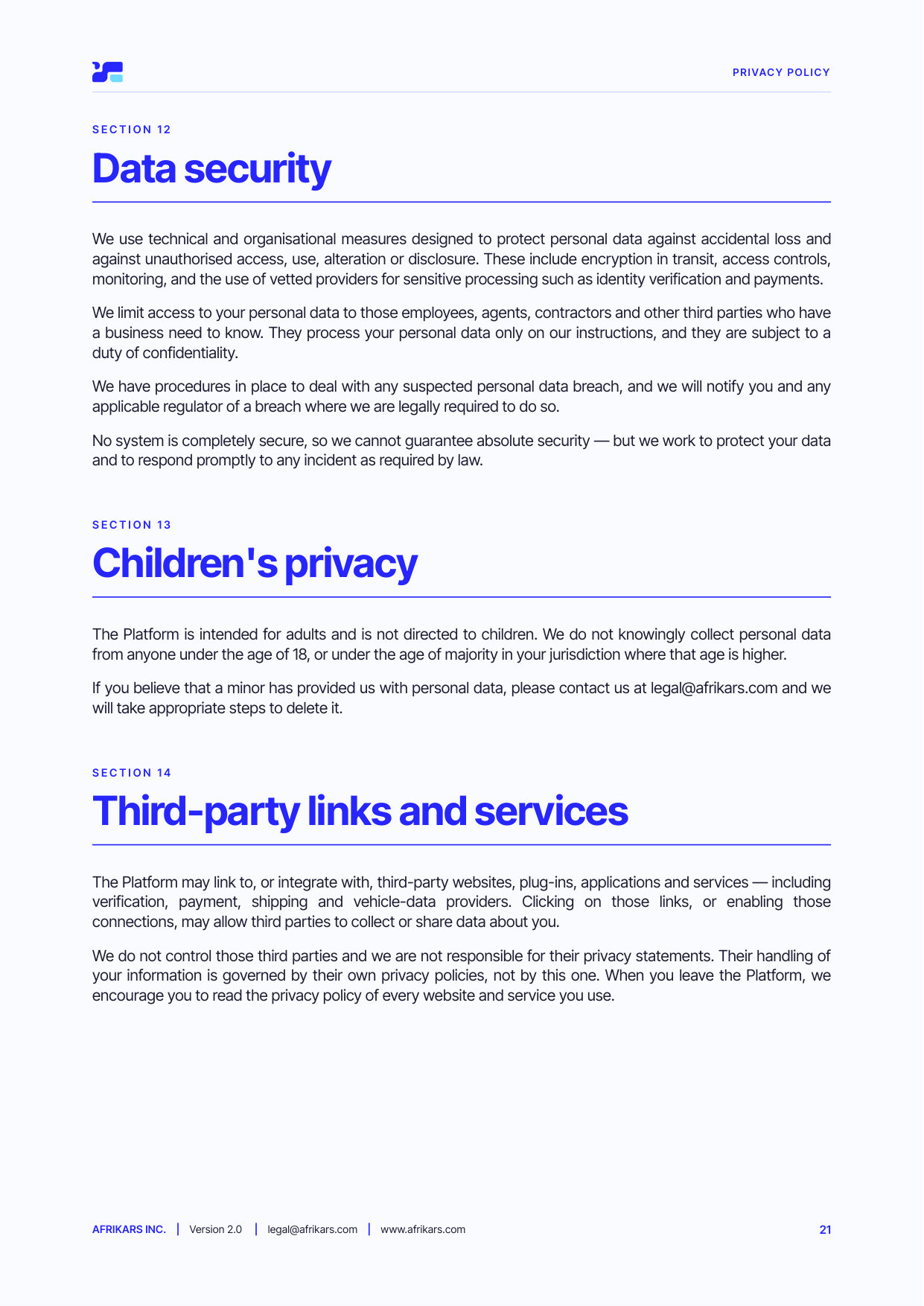 Privacy policy, page 21