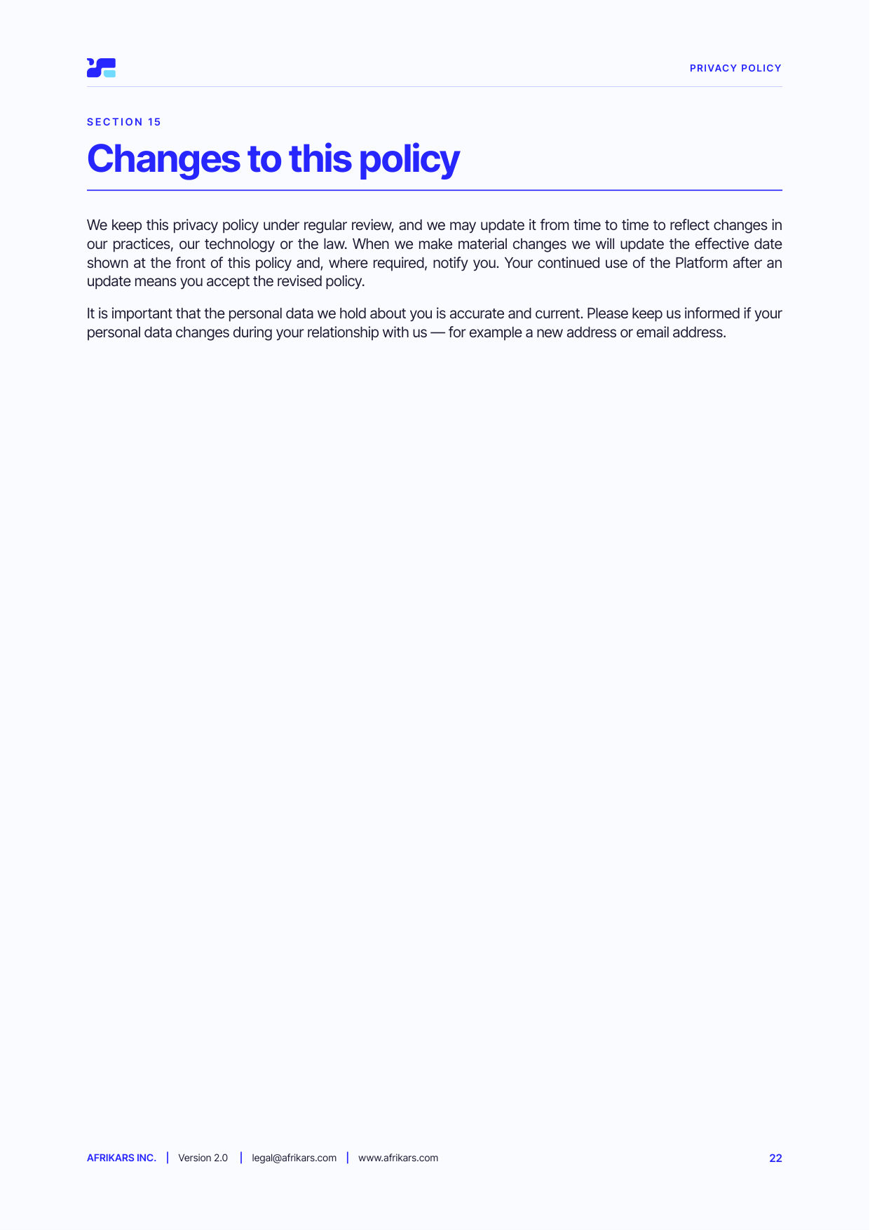 Privacy policy, page 22