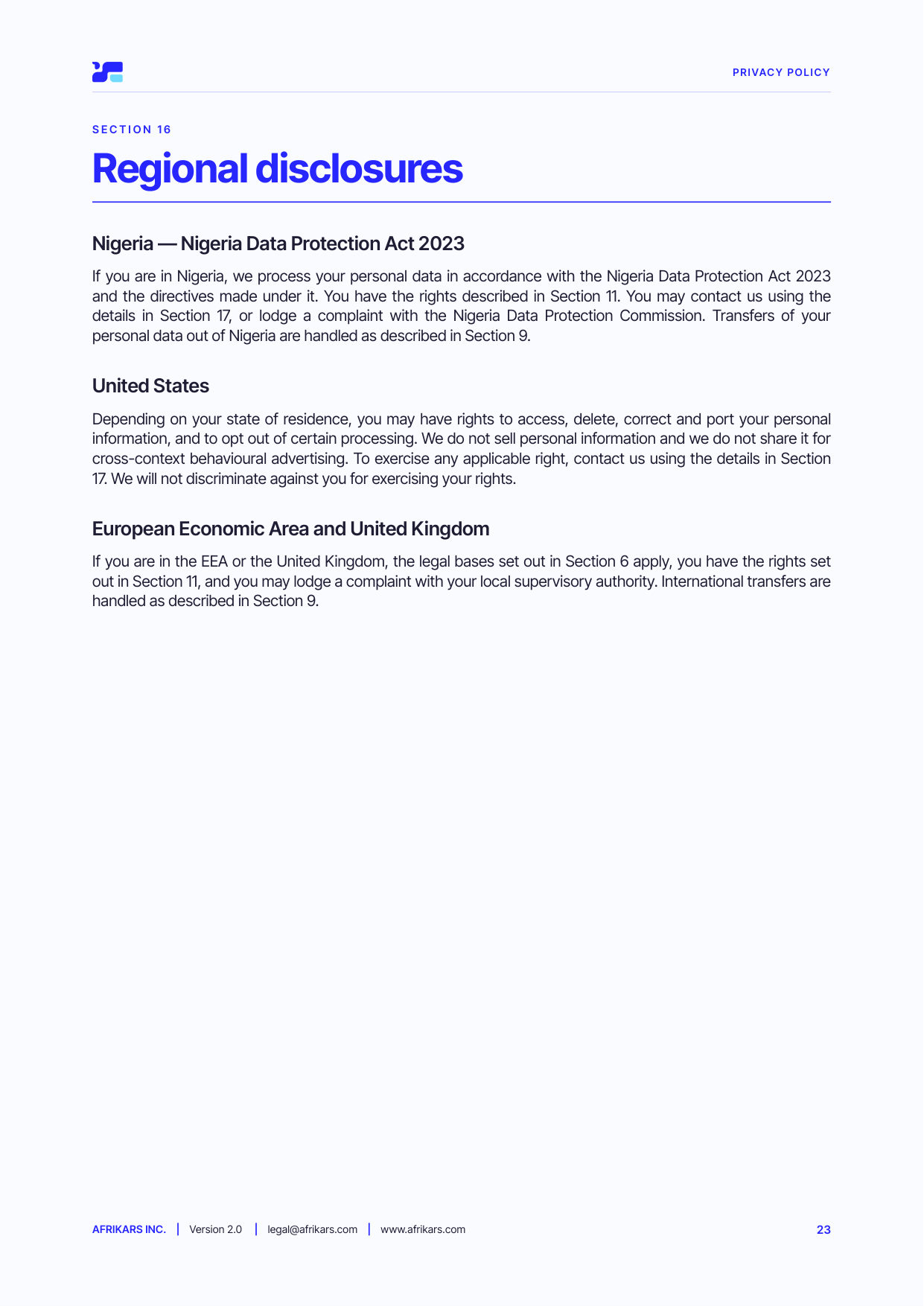 Privacy policy, page 23