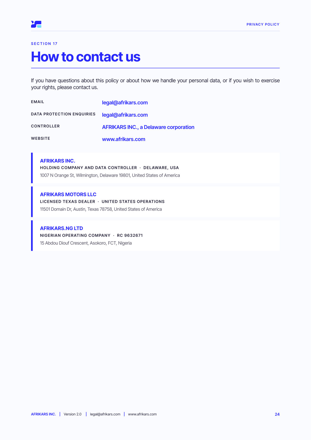 Privacy policy, page 24