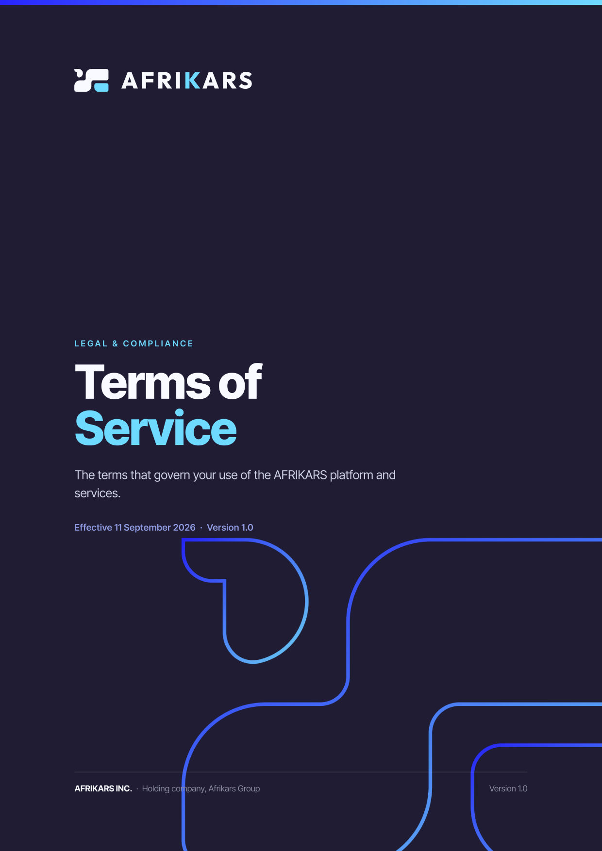 Terms of Service, page 1