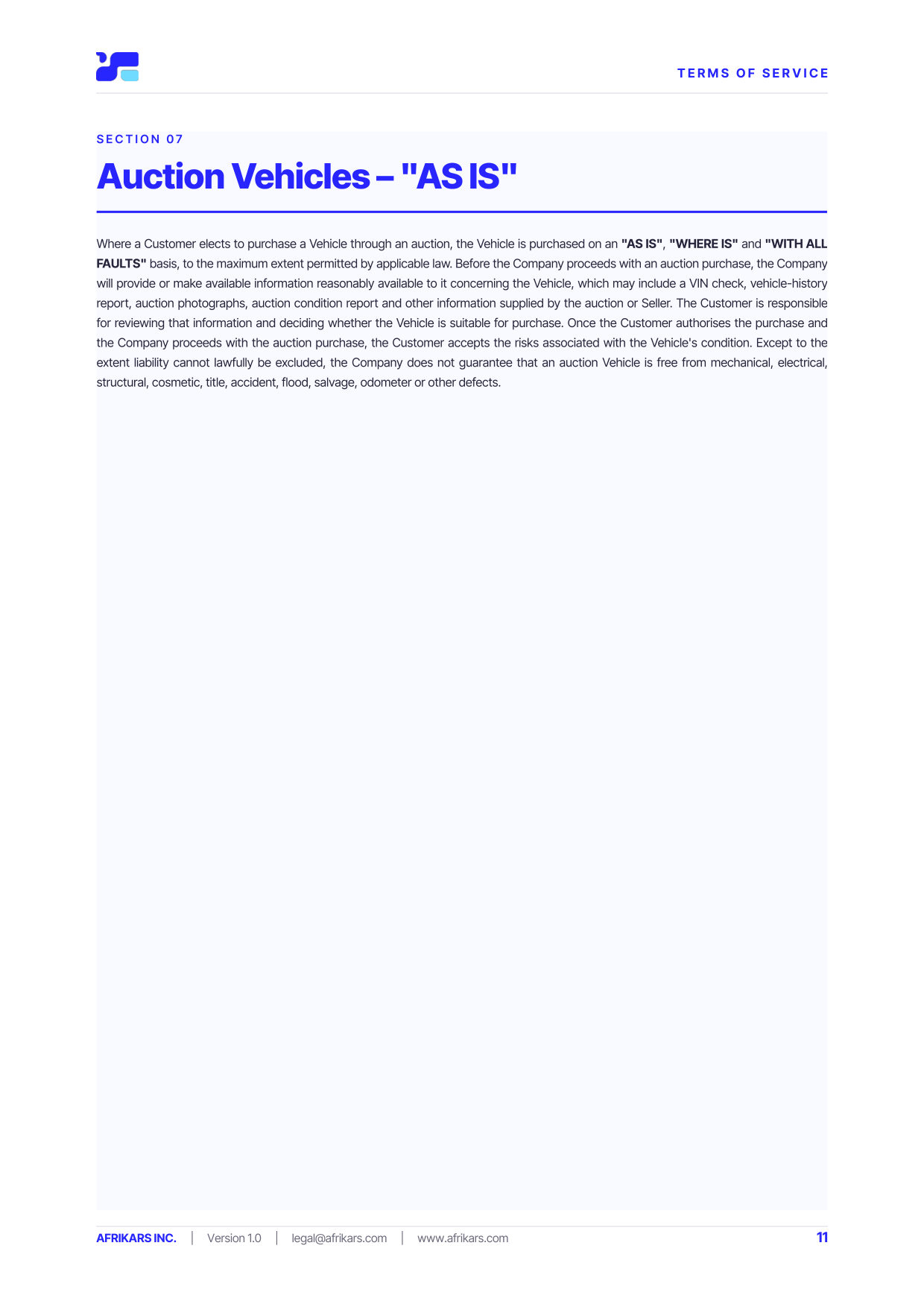 Terms of Service, page 11
