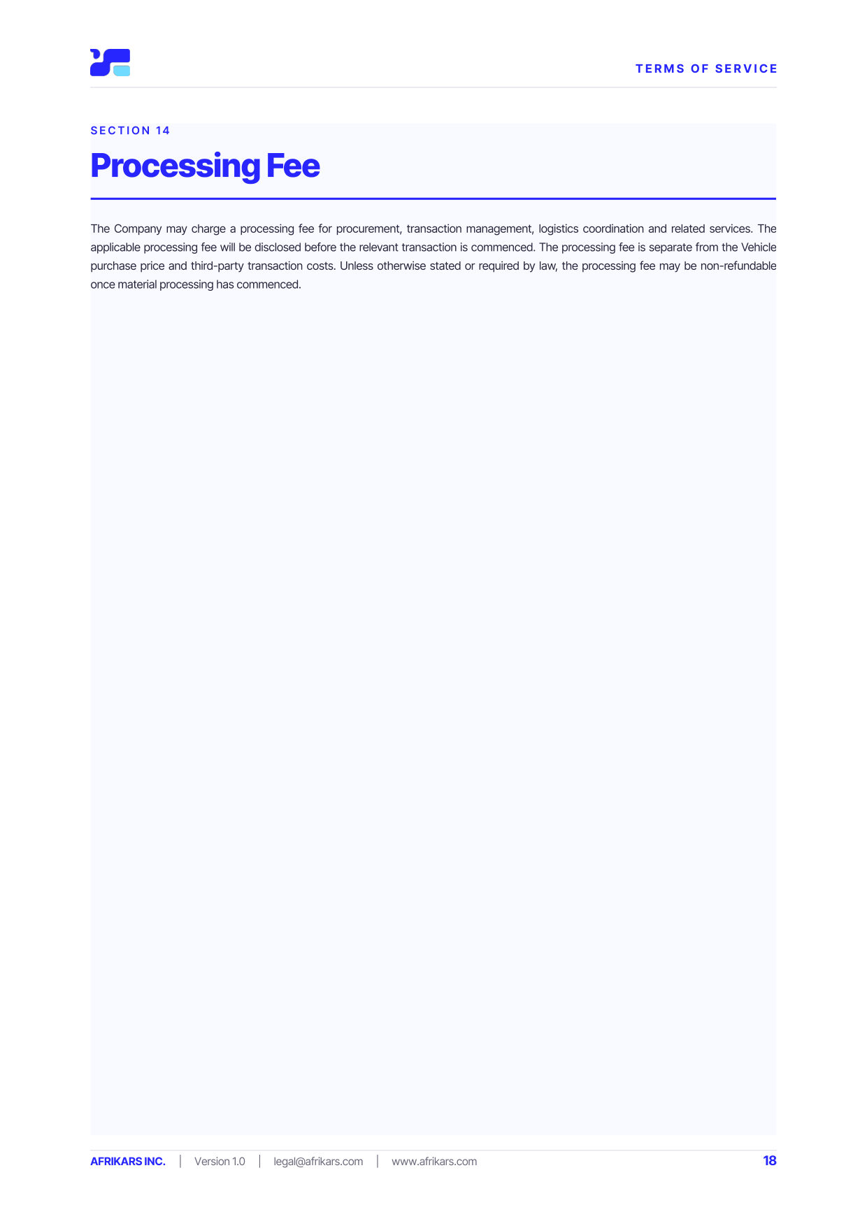 Terms of Service, page 18