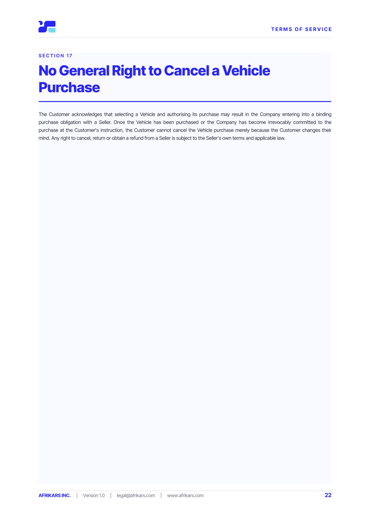 Terms of Service, page 22