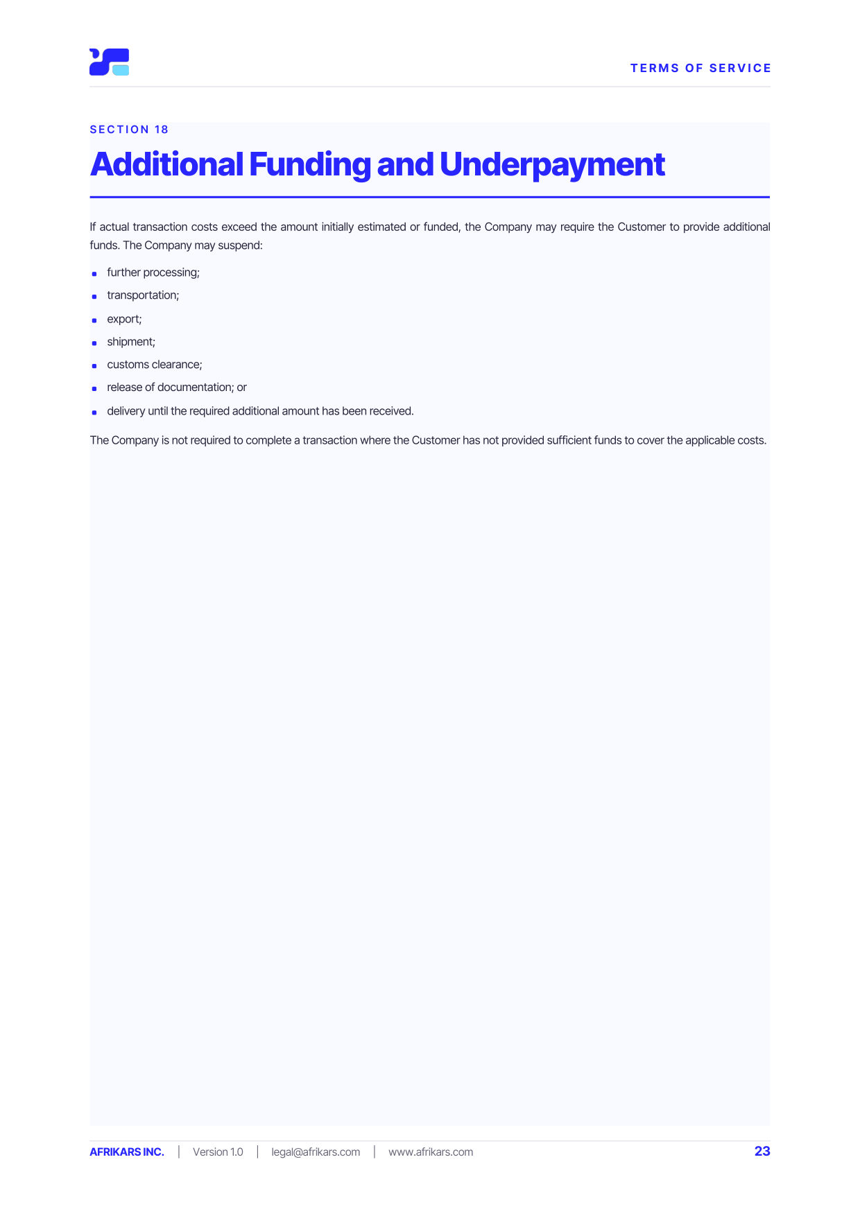 Terms of Service, page 23