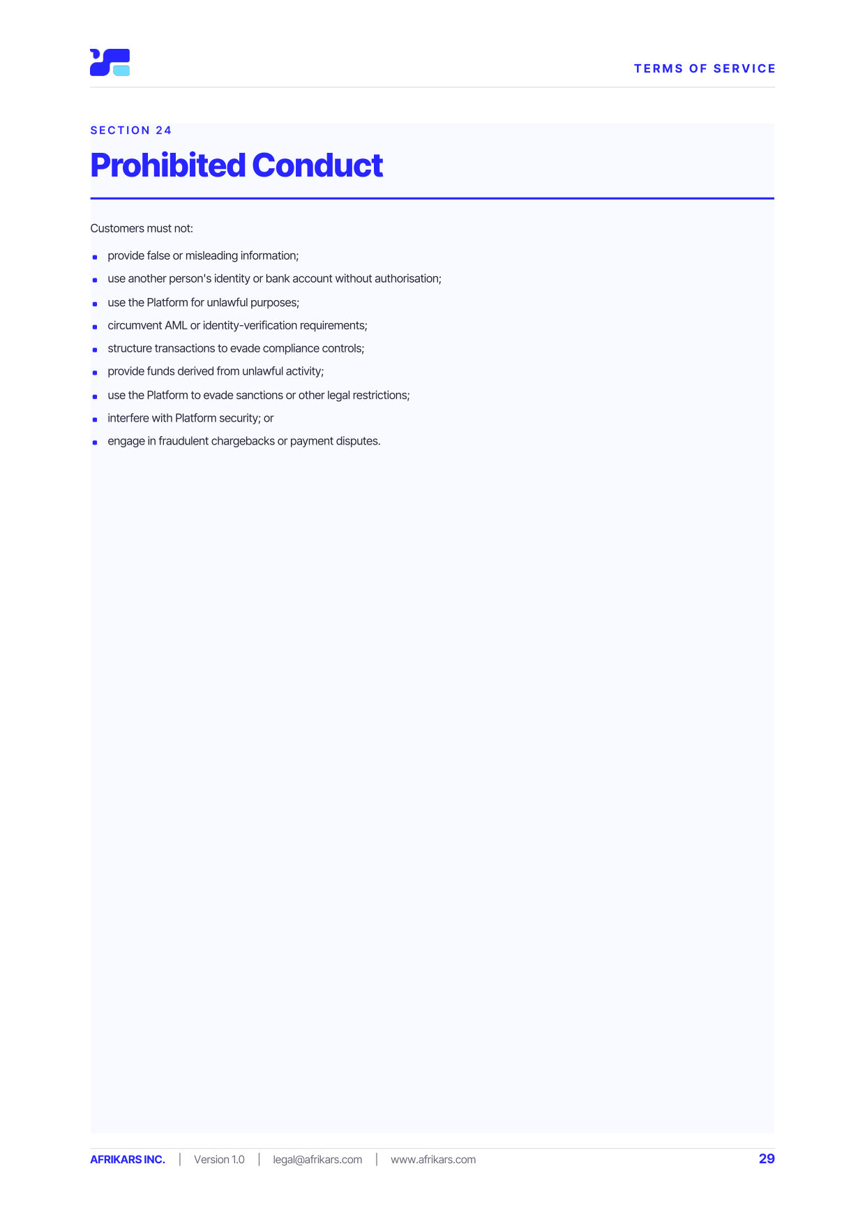 Terms of Service, page 29