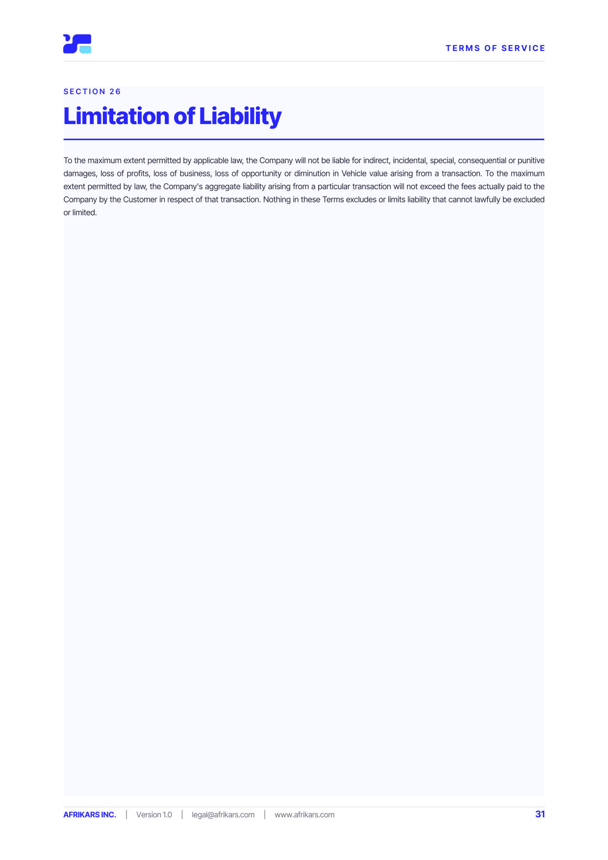 Terms of Service, page 31