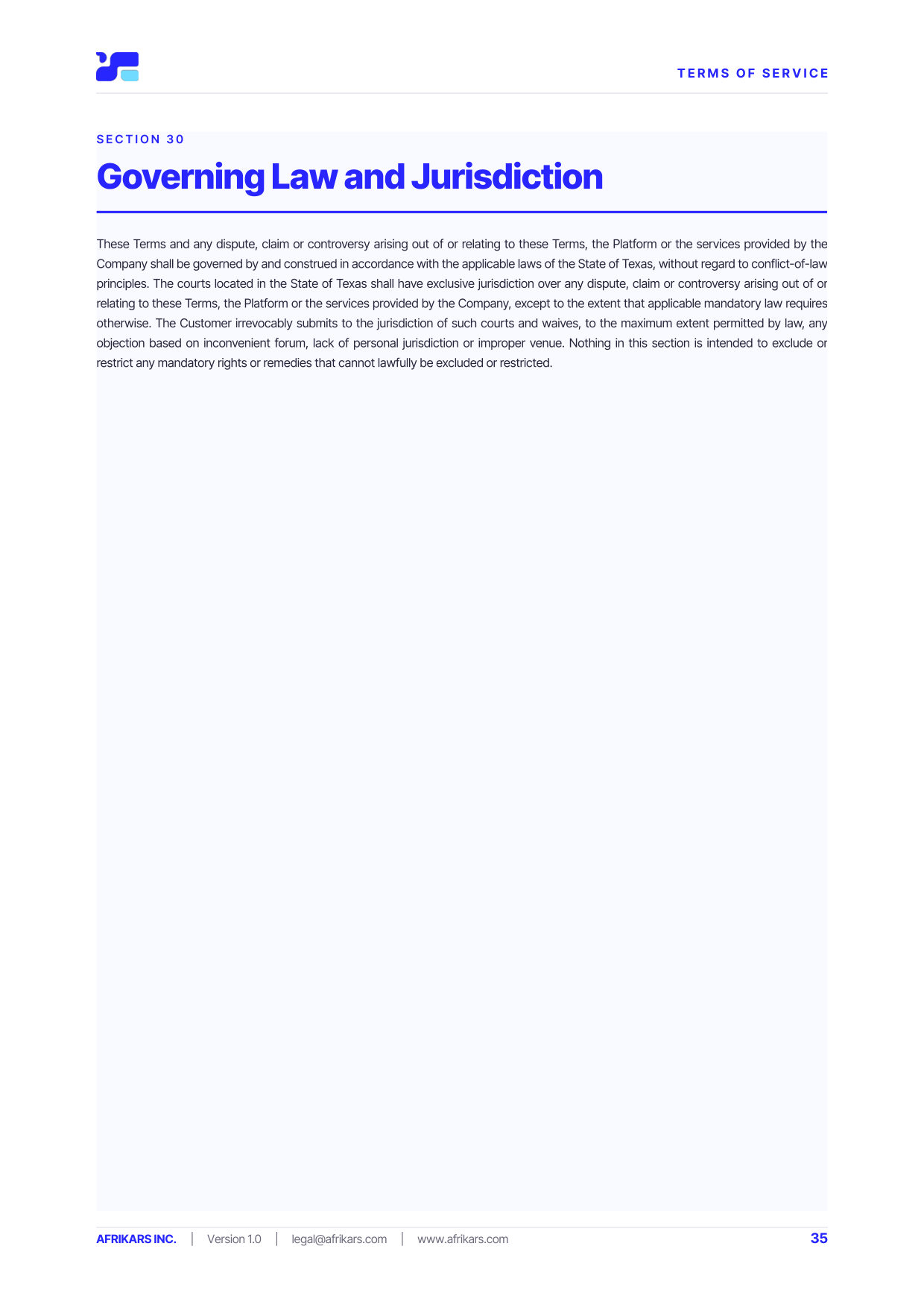 Terms of Service, page 35