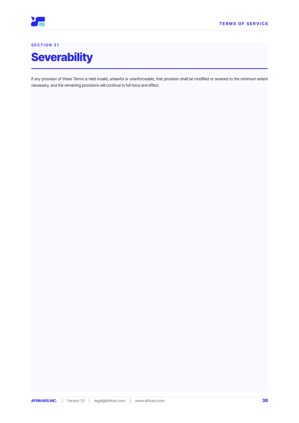 Terms of Service, page 36